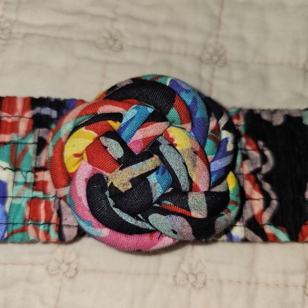 Vintage Multi Color Stretch Belt Knotted Buckle Size Small - Picture 2 of 5